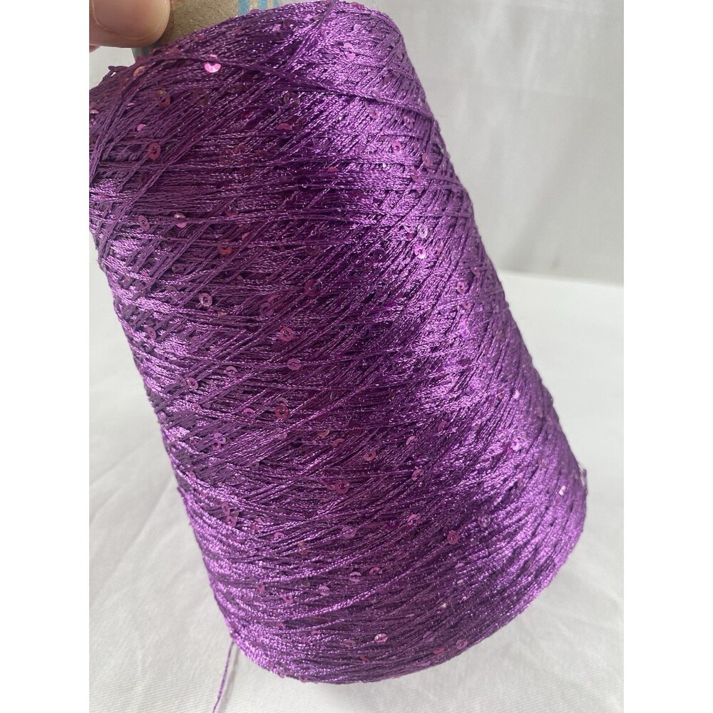 Fancy Cone Yarn Purple Sequins Thread Clothes Needlework NW 530g #926